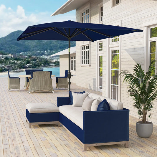 6.5x9.6ft Rectangle Aluminum Tilt Patio Umbrella, Navy Blue Sun Umbrellas Navy Blue at Gallery Canada