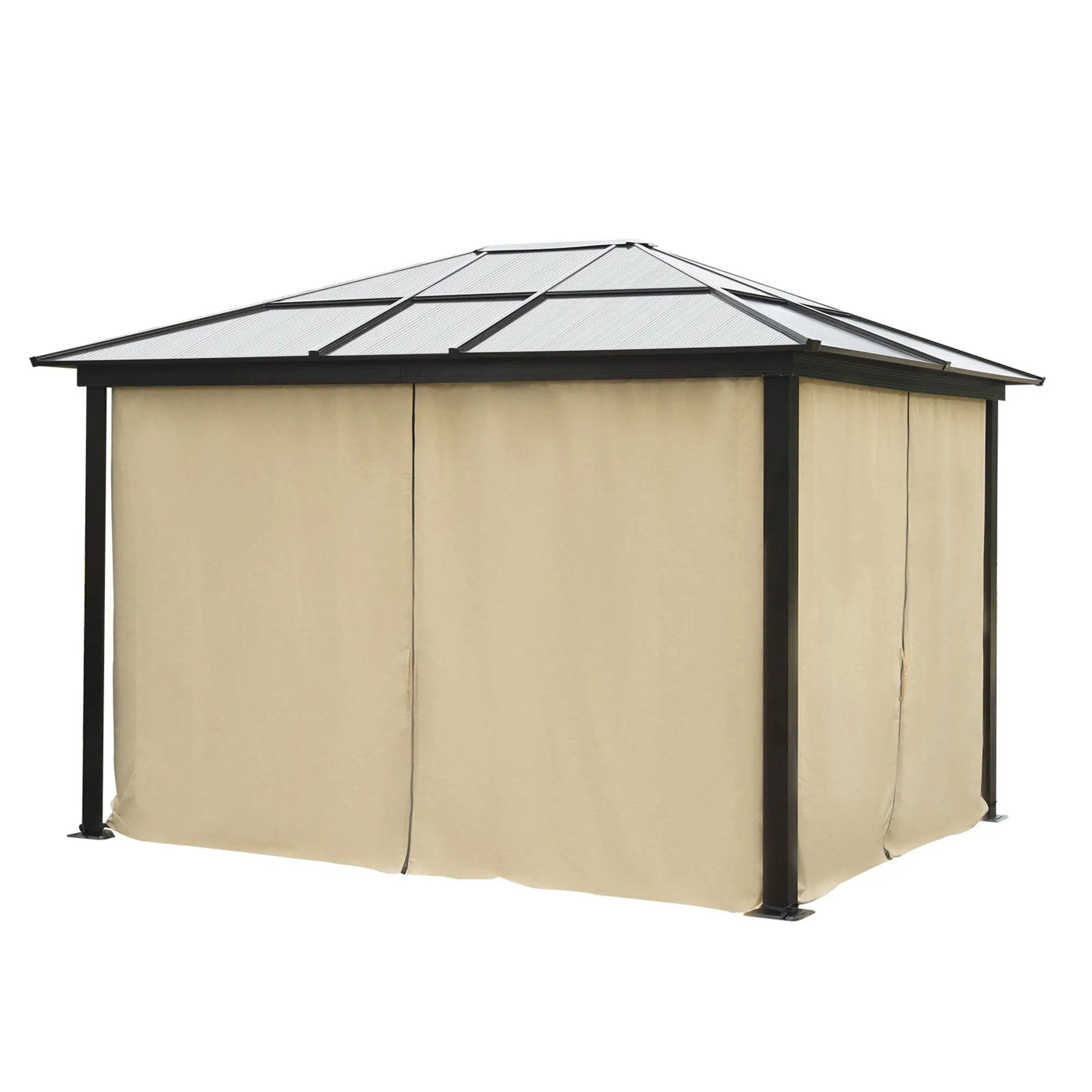 10' x 12' Hard Top Gazebo, Waterproof Canopy, Sun Shelter, Mosquito Netting Gazebos at Gallery Canada