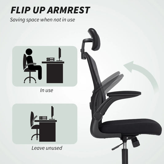 Ergonomic Office Chair, Mesh Desk Chair, Adjustable Headrest, Lumbar Support, Black Task Chairs at Gallery Canada