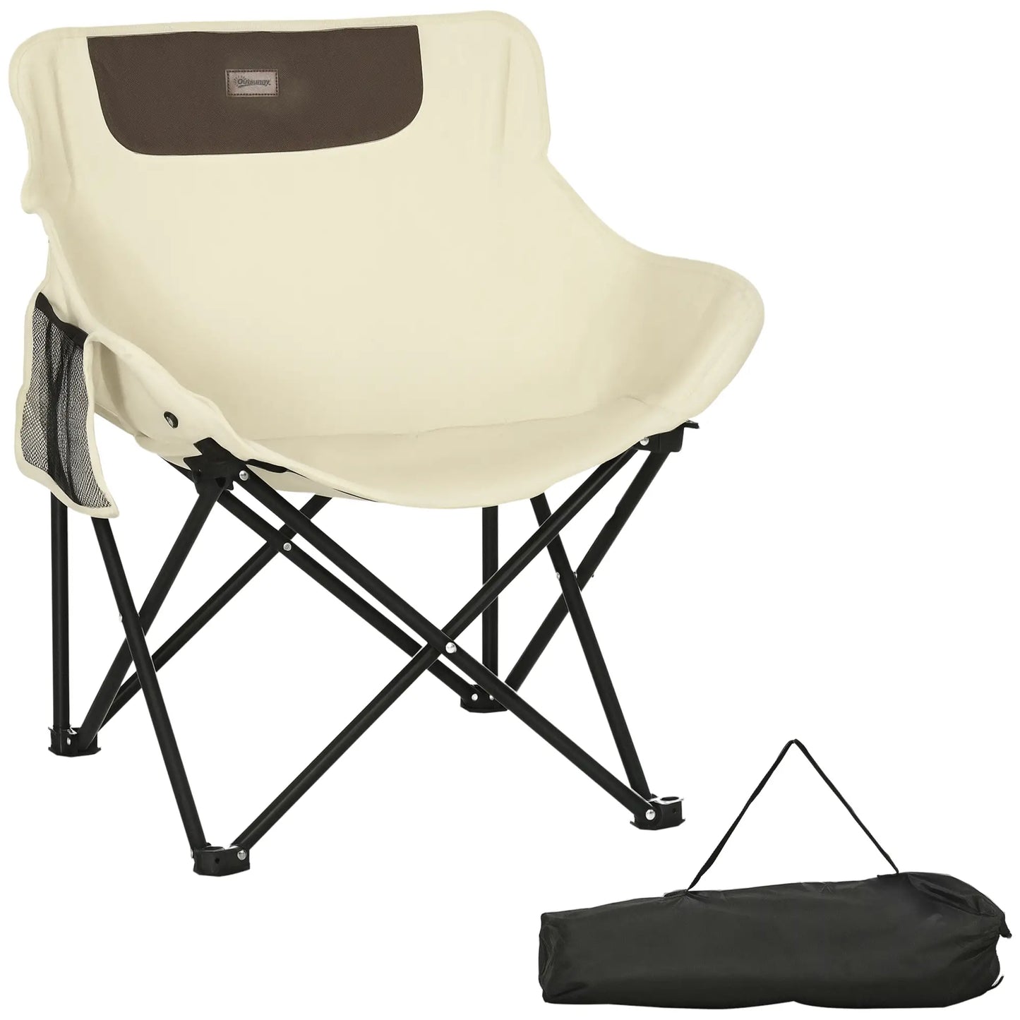 Portable Camping Chair, Lightweight Folding with Carry Bag, Side Pocket, White Picnic Tables & Camping Chairs at Gallery Canada