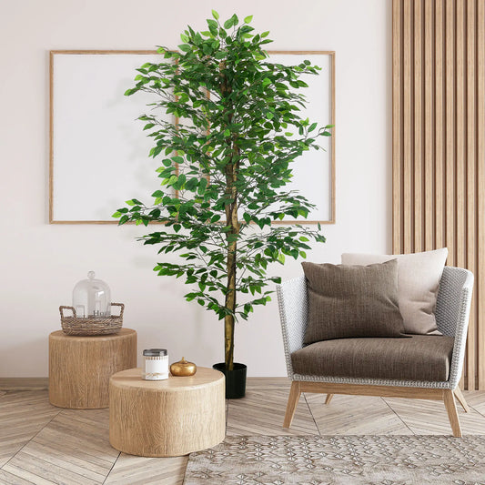 6ft Artificial Ficus Tree, Indoor Fake Plant with Pot