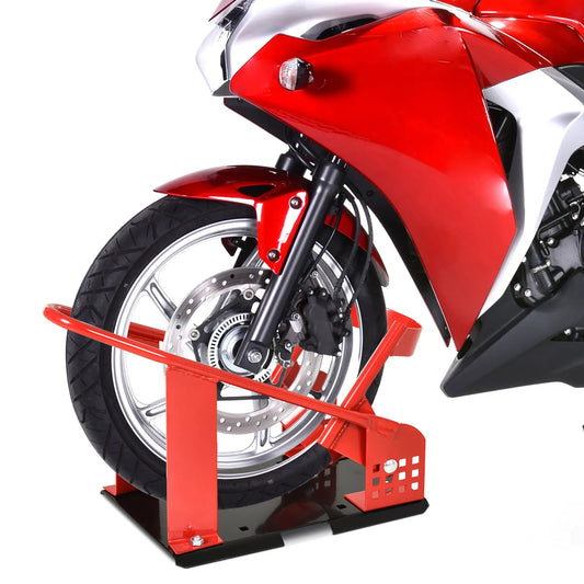 Motorcycle Wheel Chock, 12 Adjustable Holes, 990 lbs, Red Bike Parking Stands Red and Black at Gallery Canada