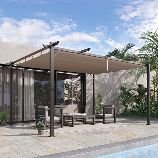 10' x 13' Aluminum Pergola, Outdoor Garden Gazebo, Brown Pergolas Brown, Coffee at Gallery Canada