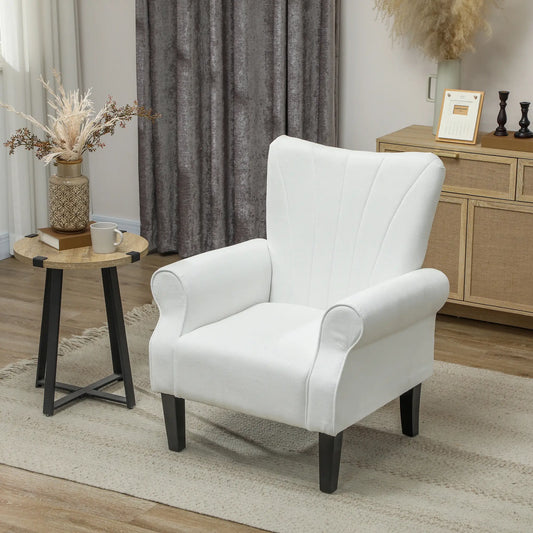 Modern Fabric Armchair, Wood Legs, 32in, Cream White Accent Chairs Cream at Gallery Canada