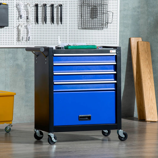 4-Drawer Tool Chest, Rolling Storage Cabinet, Blue Tool Organizers Black, Blue at Gallery Canada
