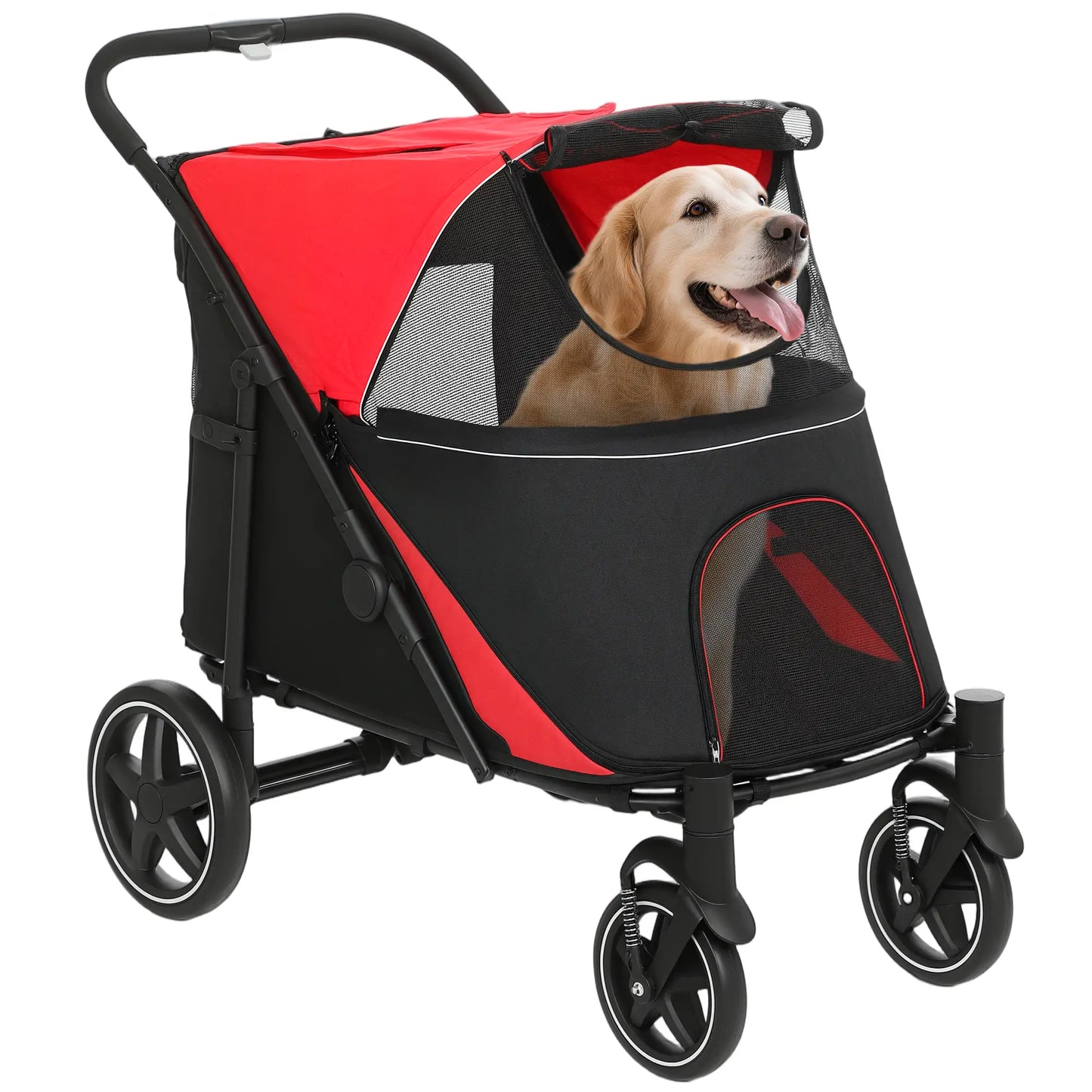 Foldable Pet Stroller, Universal Wheels, Shock Absorber, Large & Medium Dogs, Red Dog Bike Trailers & Strollers at Gallery Canada