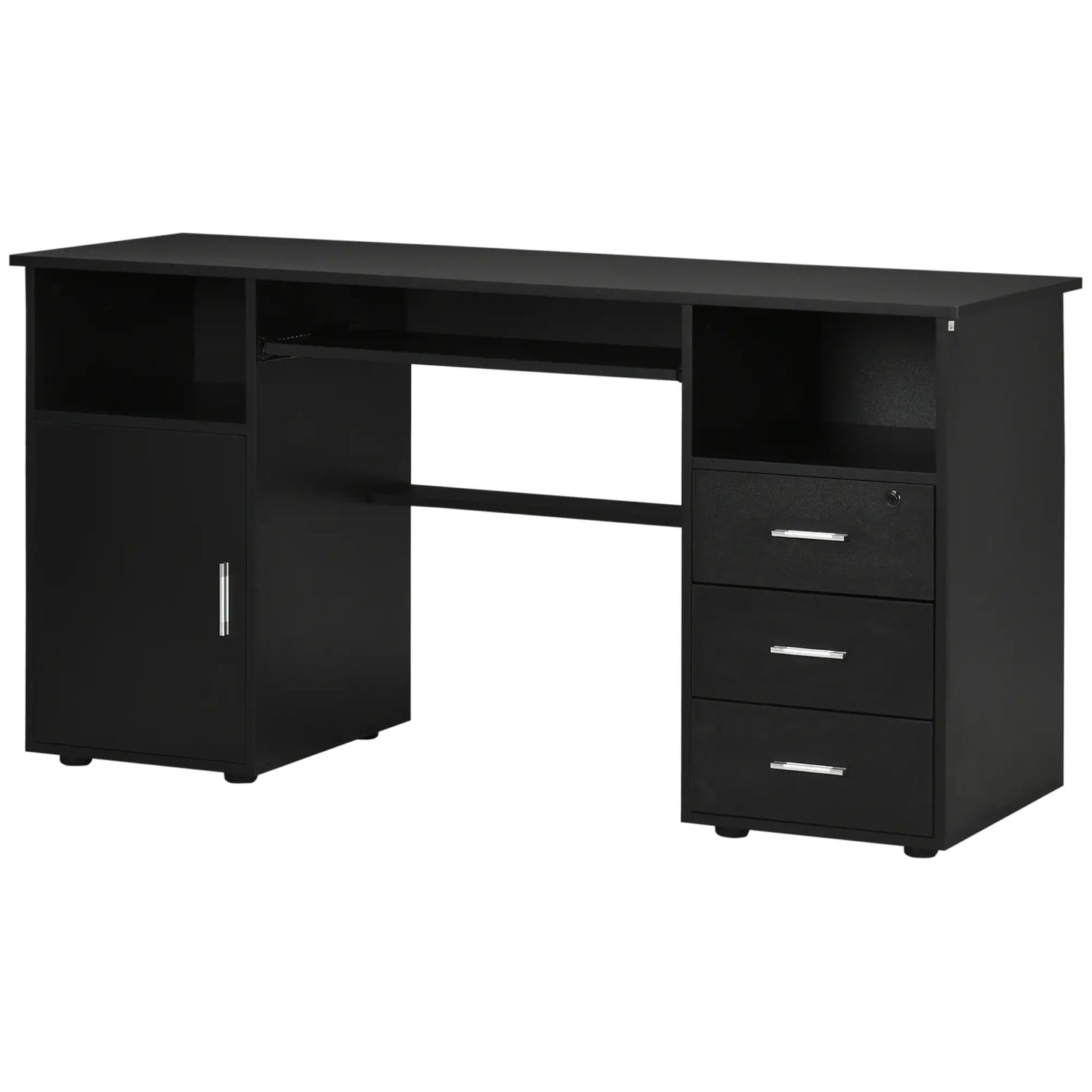 57 Computer Desk With Drawers, Keyboard Tray, Open Shelves, Black Computer Desks at Gallery Canada