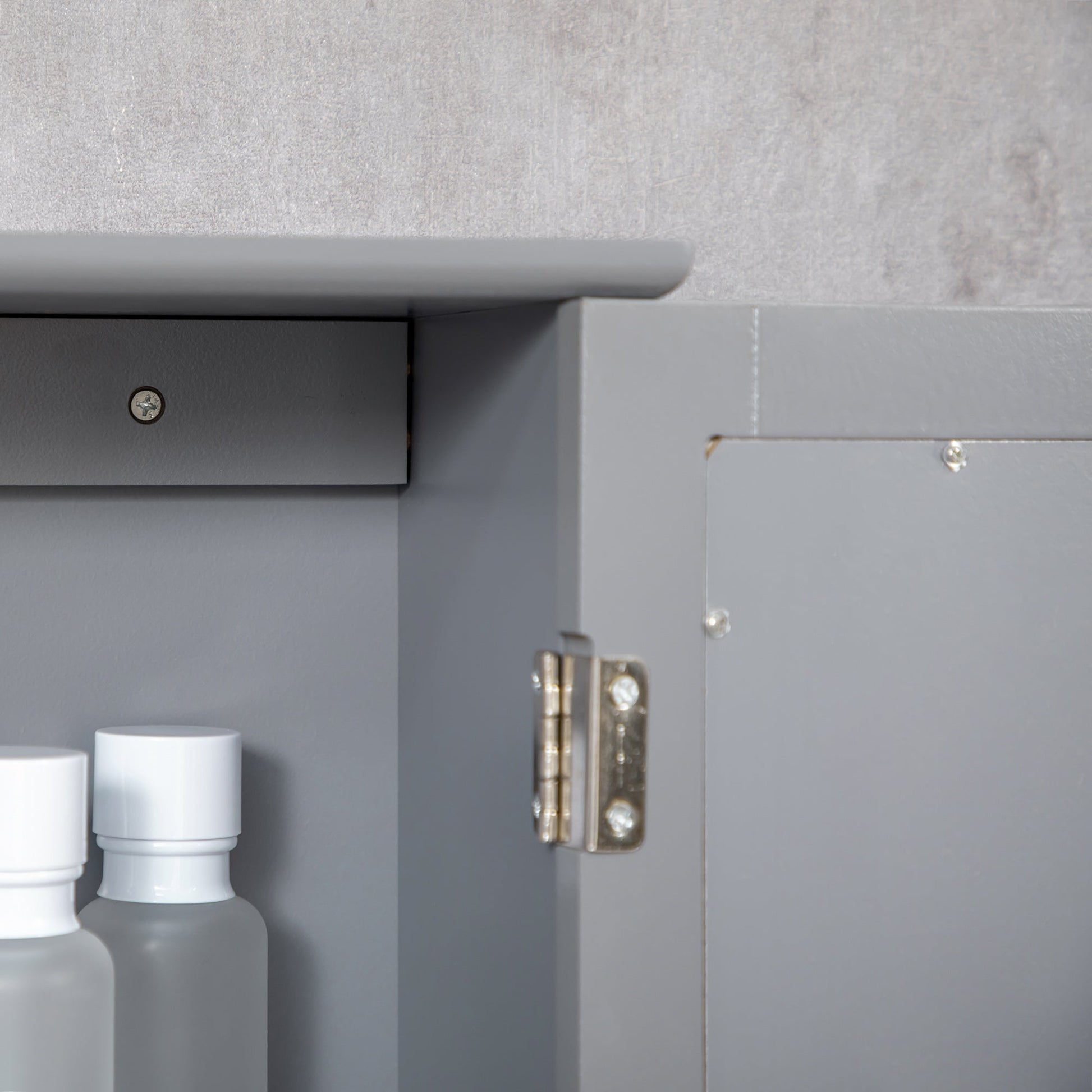 Bathroom Mirror Cabinet, Wall Mounted Medicine Cabinet, Storage Cupboard with Door and Shelves, Grey at Gallery Canada