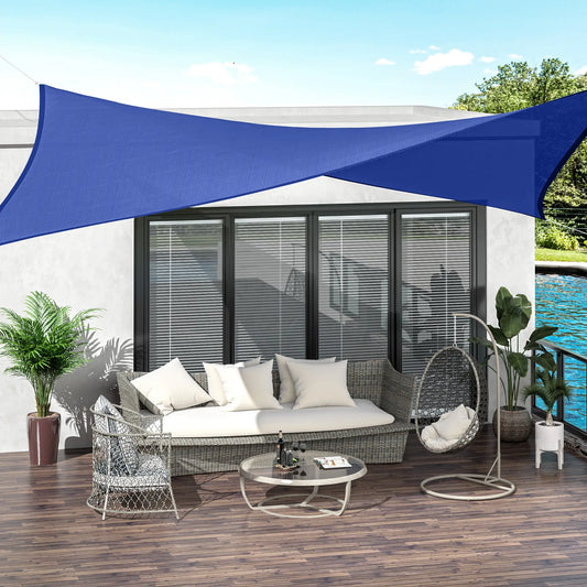 Rectangle 20'x 16' Sun Shade Sail Top Cover Fabric Outdoor Shelter Backyard Window Garden Carrying Bag Blue Shade Sails Blue at Gallery Canada