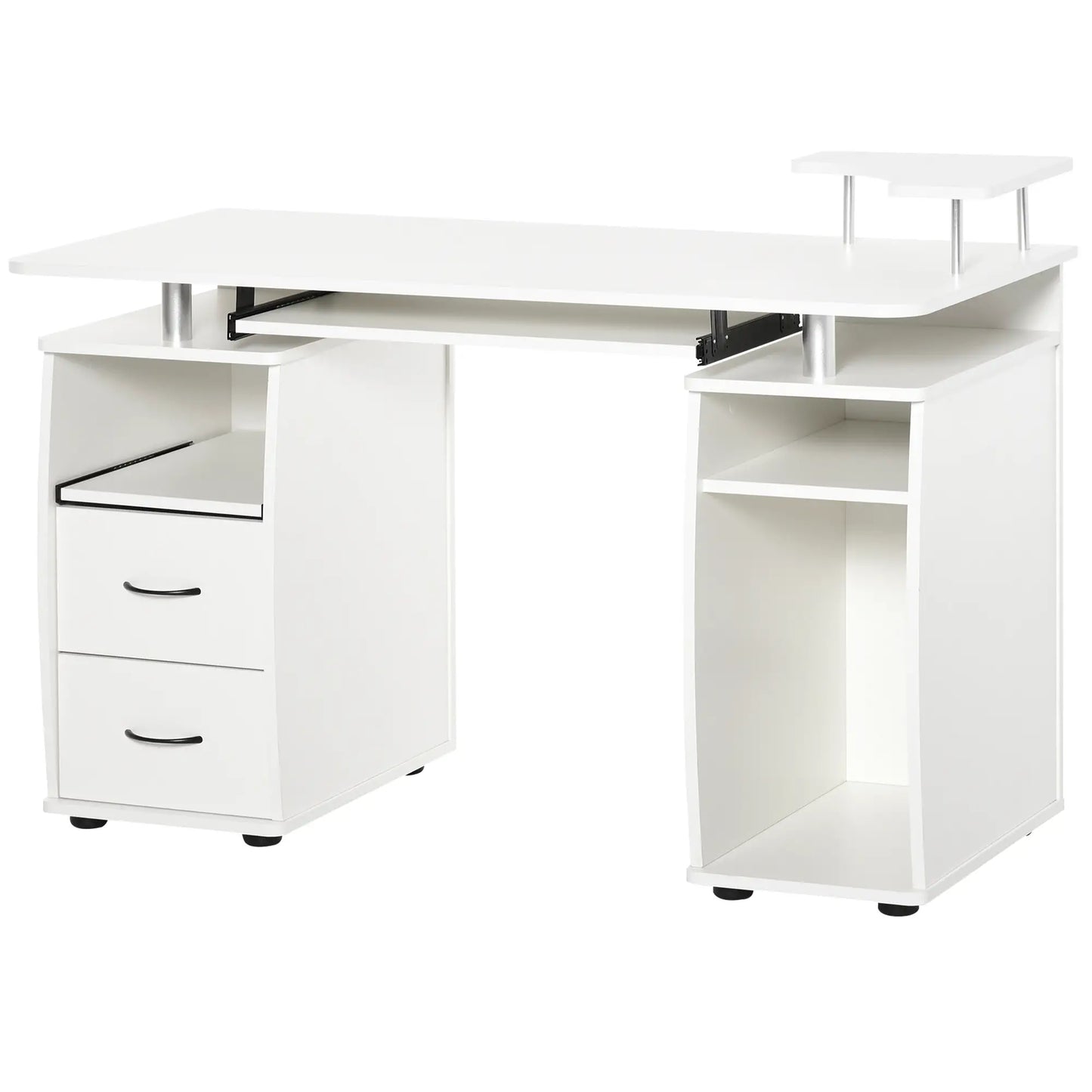 Computer Desk with Keyboard Tray, Drawers, CPU Stand, White Computer Desks at Gallery Canada
