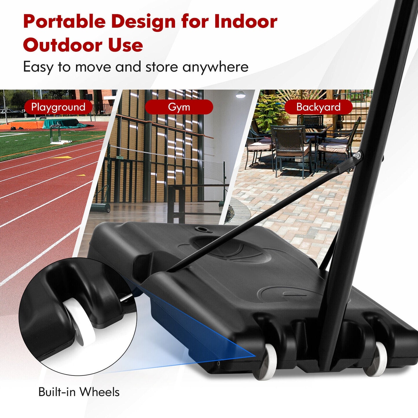 4.25-10 Feet Basketball Hoop System, Adjustment Holes, 2 Nets, Black Sport Equipments at Gallery Canada