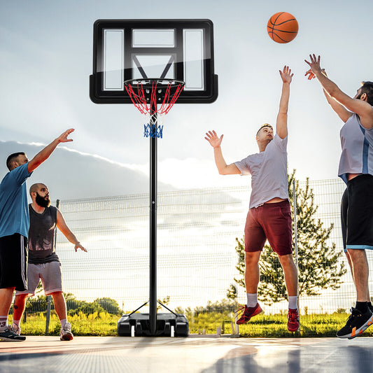 4.25-10 Feet Basketball Hoop System, Adjustment Holes, 2 Nets, Black Sport Equipments Black at Gallery Canada