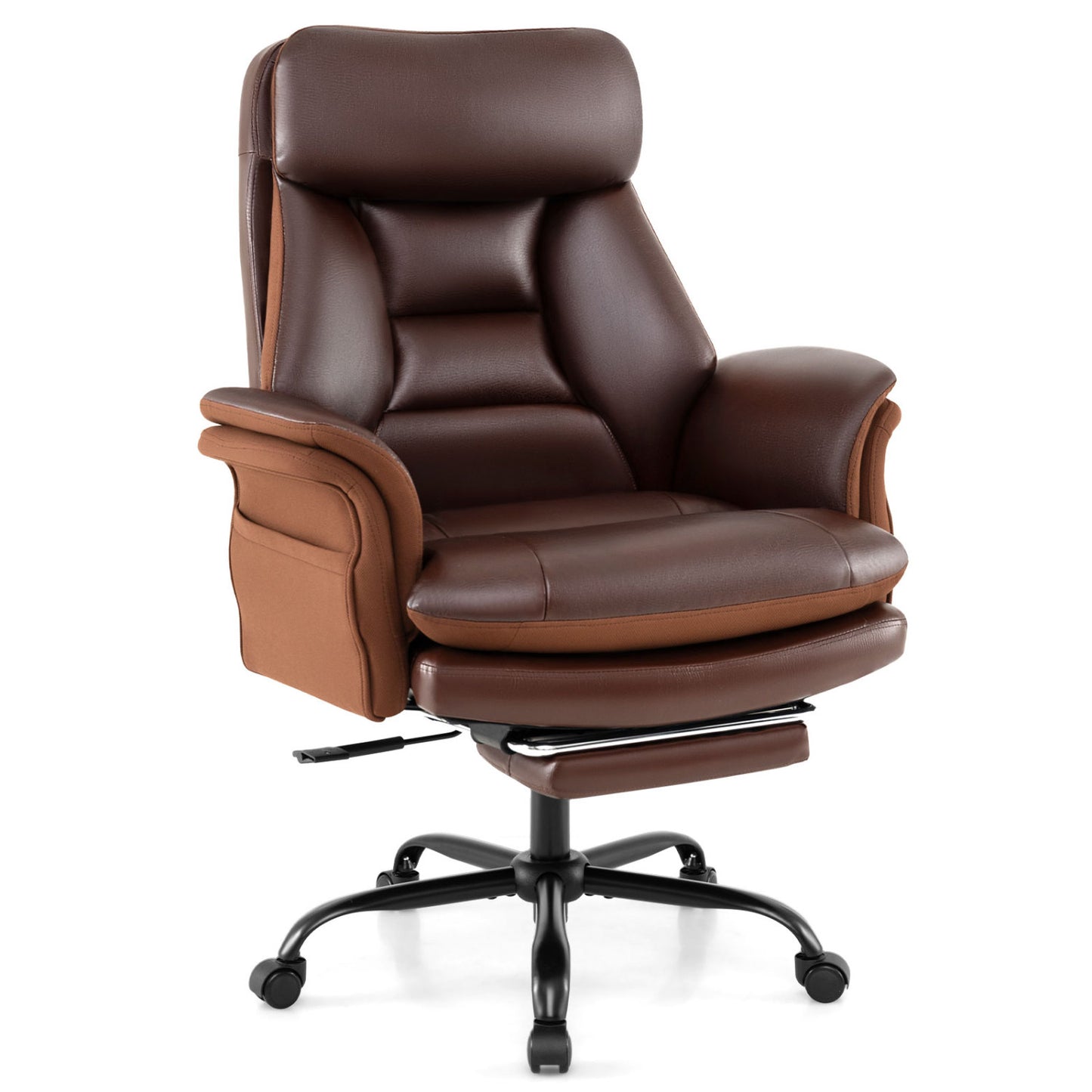 400 LBS Ergonomic Big and Tall Office Chair with Faux Leather, Brown