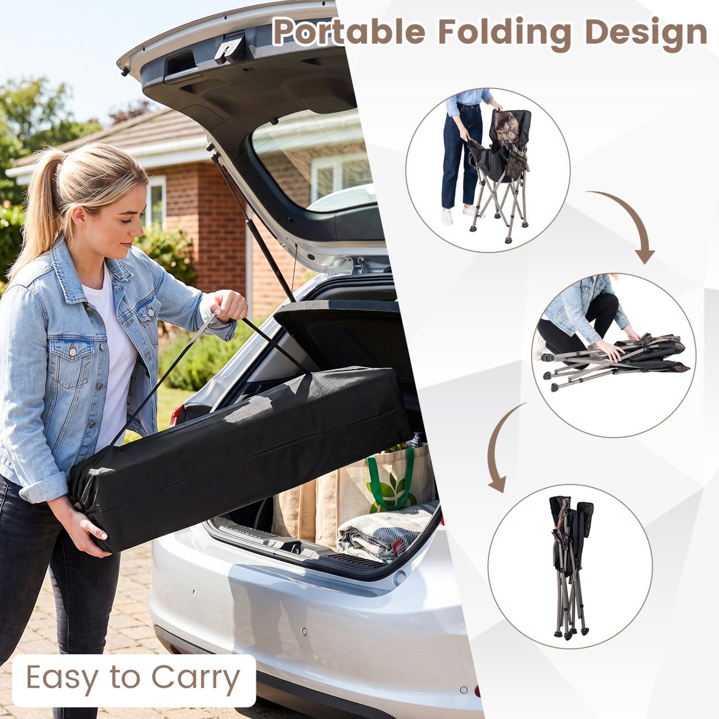 400 LBS Folding Camping Chair With Covers, Black Camping Furniture at Gallery Canada