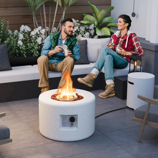 40,000 BTU Fire Pit Table Set, Hideaway Tank Holder, White Fire Pit Tables White at Gallery Canada
