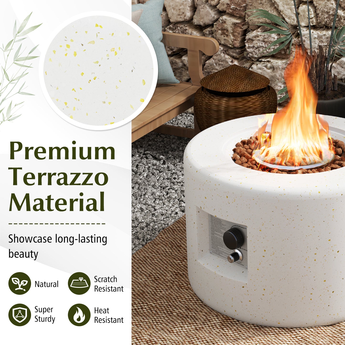 40,000 BTU Fire Pit Table Set, Hideaway Tank Holder, White Fire Pit Tables at Gallery Canada