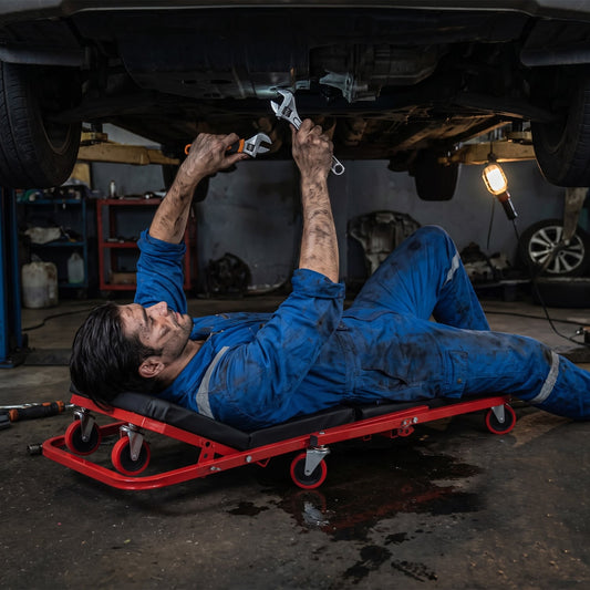 41" Foldable Mechanic Creeper, 450 LBS Capacity, Black, Red Garages Black & Red at Gallery Canada