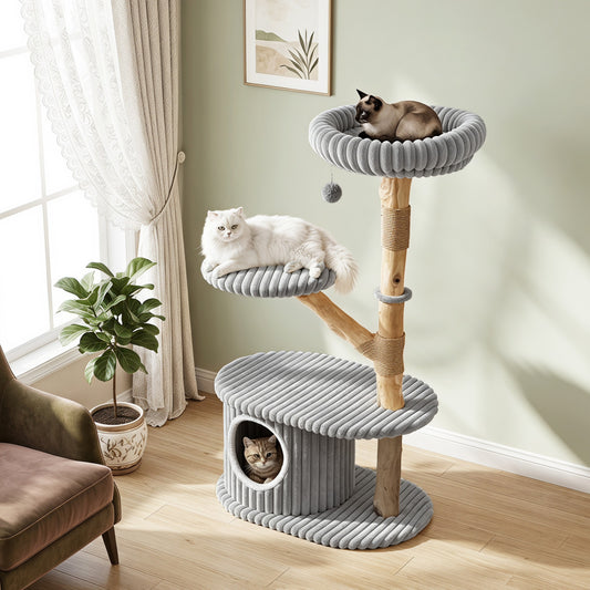 Modern Cat Tower, 41 Inch with Scratching Posts, Gray Cat Trees Condos & Scratchers Gray at Gallery Canada