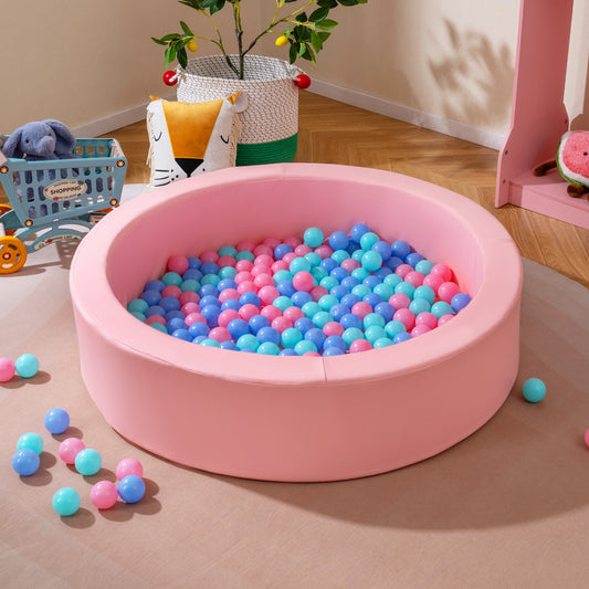 42.5 Inch Round Foam Ball Pit, Washable PU Cover, Pink