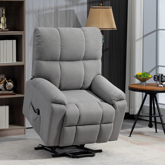 Electric Recliner Lift Chair, Microfibre Upholstered, Remote, Grey Electric Power Lift Chairs Grey at Gallery Canada