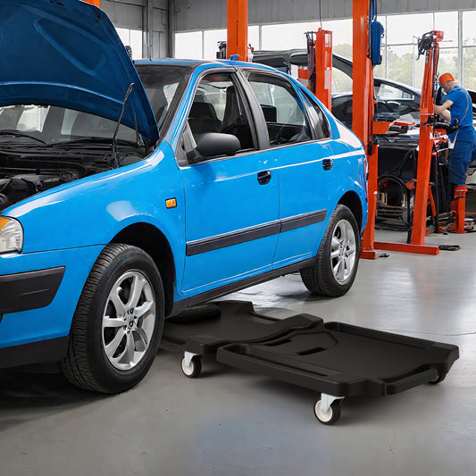 43 Inches Foldable Mechanic Creeper with Padded Headrest and Tool Trays-BK, Black Garages Black at Gallery Canada