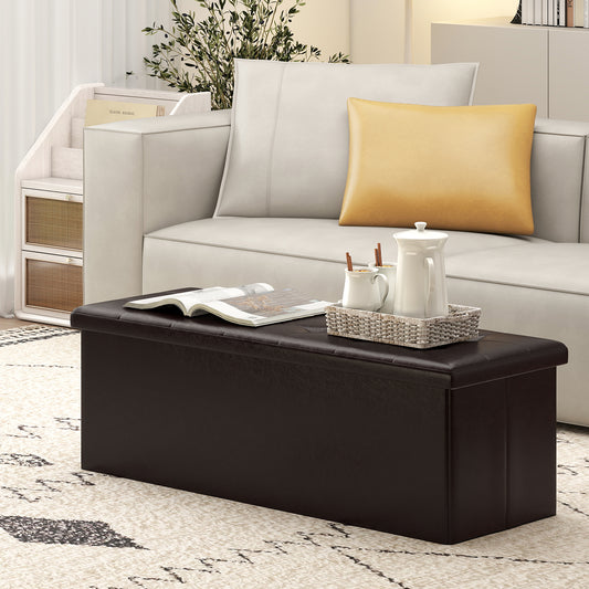 43 Inches Folding Ottoman Bench, Brown Shoe Racks & Storage Benches Brown at Gallery Canada