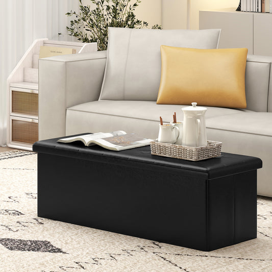 43 Inches Folding Storage Ottoman Bench, Black Shoe Racks & Storage Benches Black at Gallery Canada