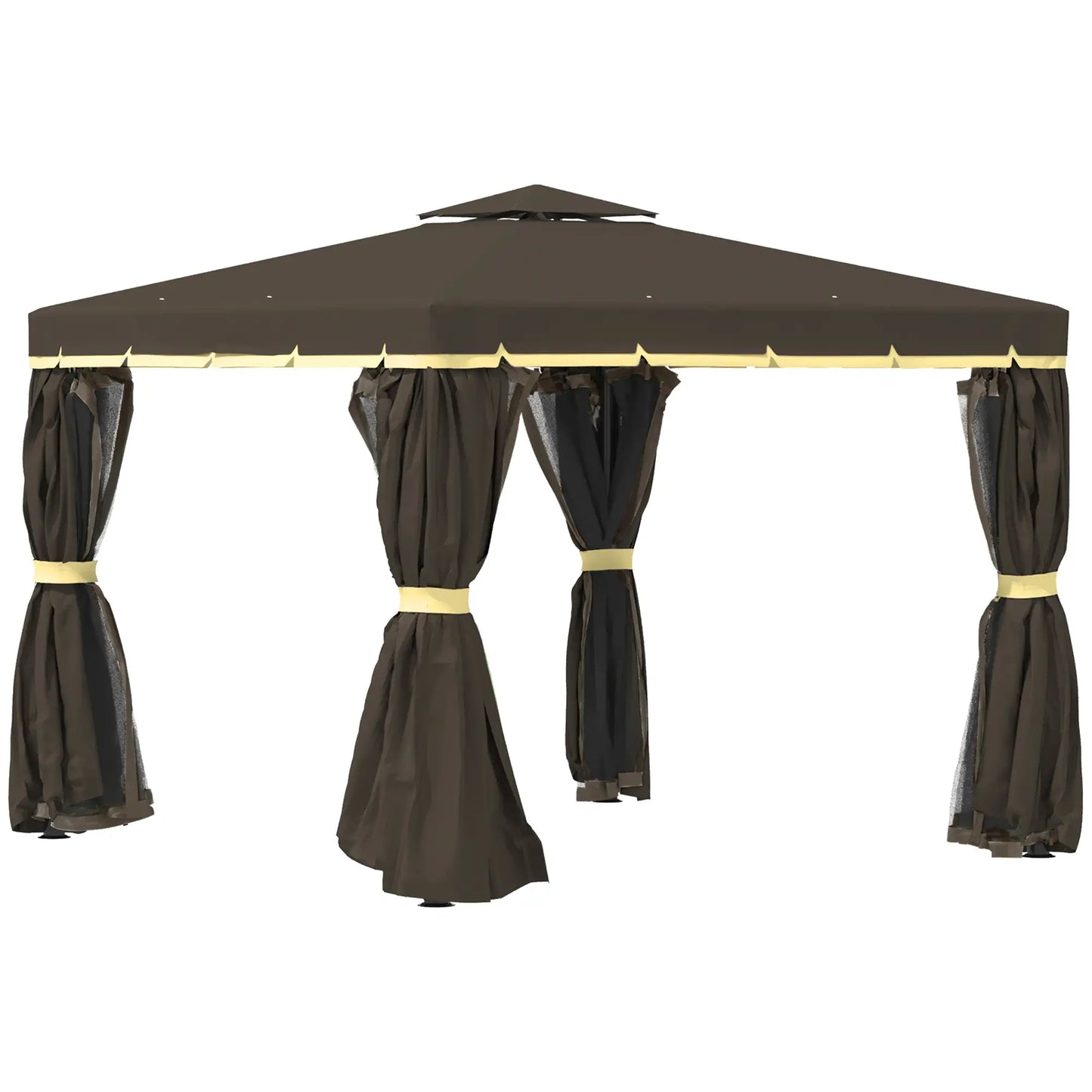 10' x 10' 2-Tier Gazebo Canopy Tent, Zippered Mesh Sidewalls, Aluminum Frame Gazebos at Gallery Canada