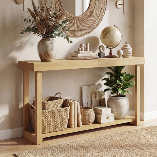 46 Inch Solid Wood Console Table 2-Tier Narrow Farmhouse Sofa Table Console Tables Options at Gallery Canada