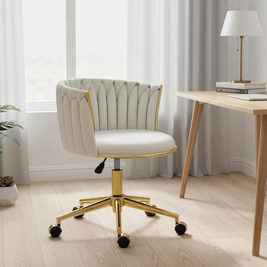 Office Chair, Vanity Chair, Adjustable Height, Rolling Wheels, Cream White Task Chairs Cream at Gallery Canada