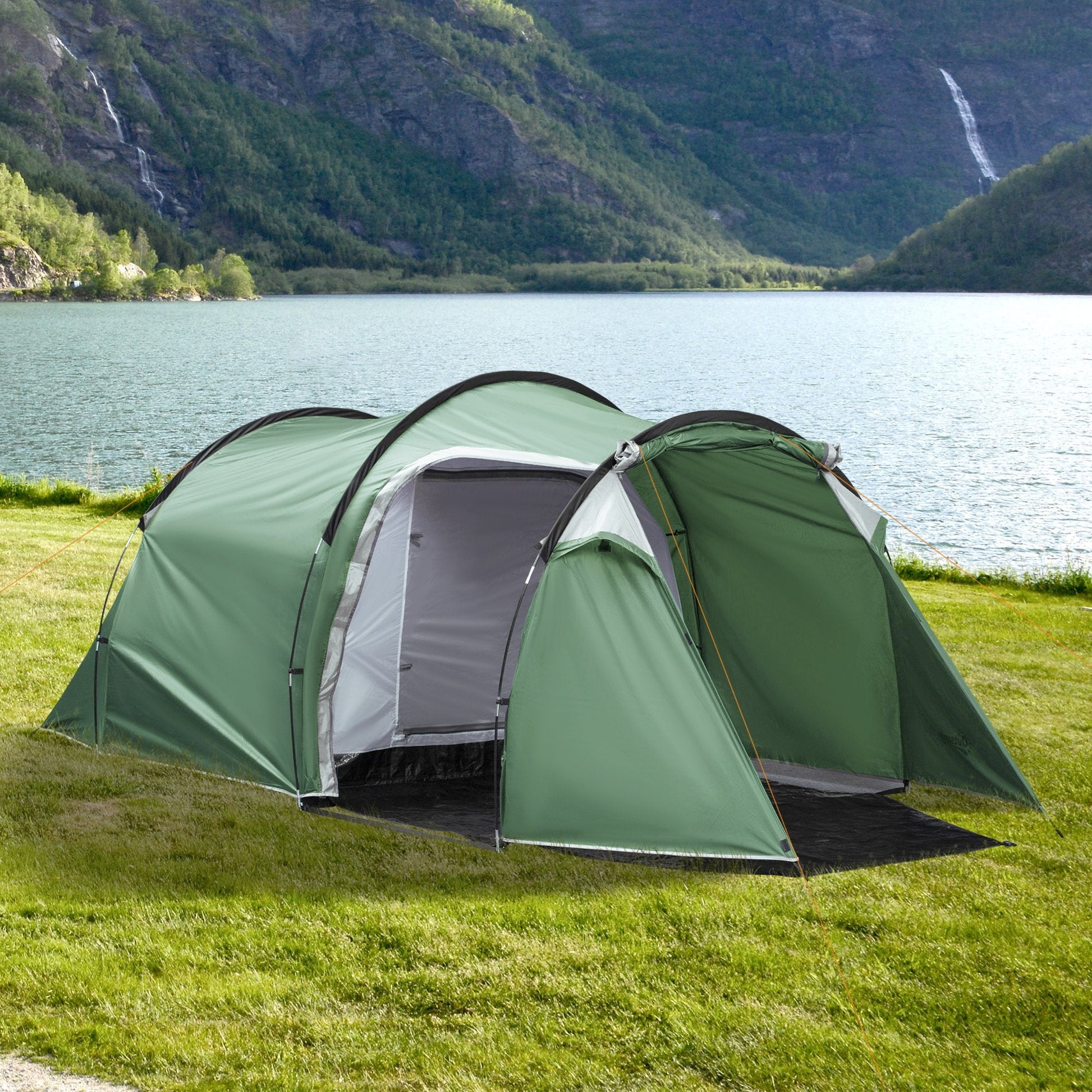 Pop Up Camping Tent with Vestibule Waterproof Tent for 2-3 Person, Dark Green at Gallery Canada