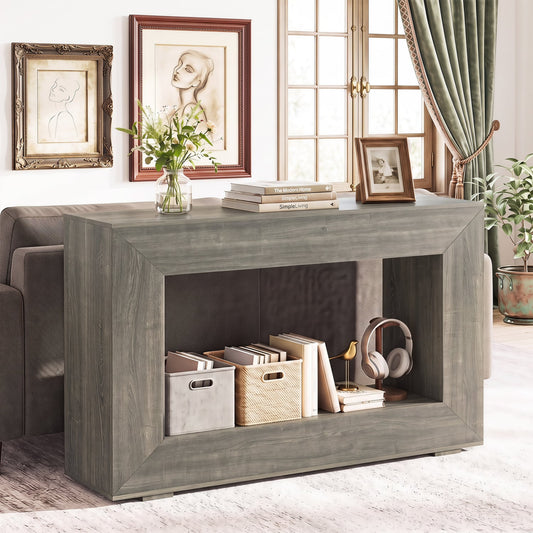 2-Tier Farmhouse Console Table, Open Storage Shelf, Oak Console Tables Oak at Gallery Canada