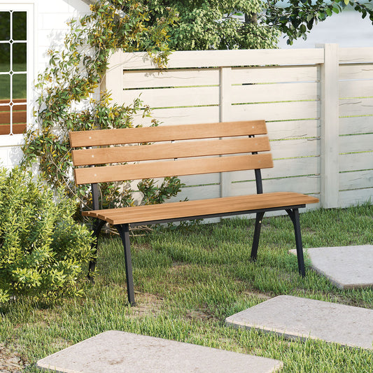 47 Inch Outdoor Acacia Wood Bench with Metal Frame and Slatted Seat Outdoor Benches Options at Gallery Canada