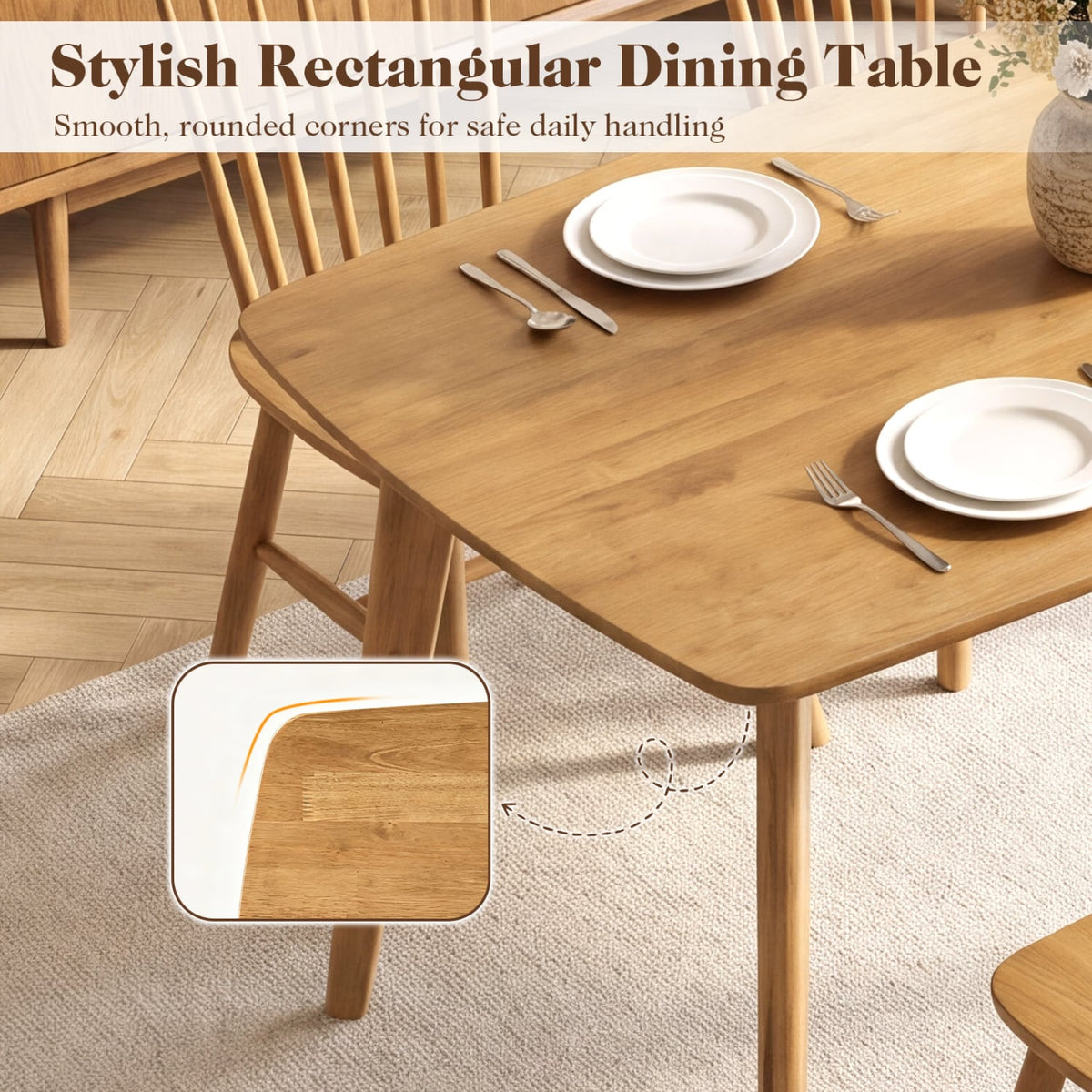 47" Solid Wood Dining Table for 4, Natural Dining Tables at Gallery Canada