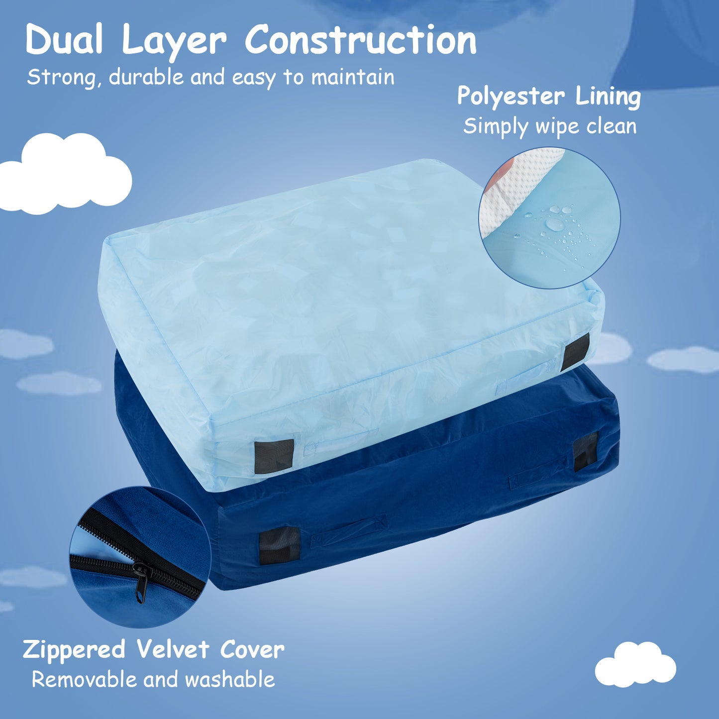 47 x 35.5 Inch Crash Pad Sensory Mat, With Foam Blocks And Washable Cover, Blue Outdoor Play at Gallery Canada