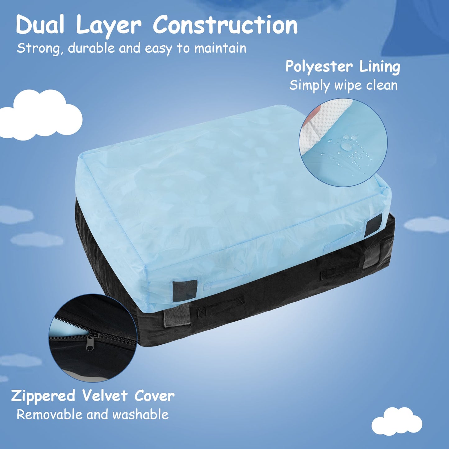 47 x 35.5 Inch Crash Pad Sensory Mat, Foam Blocks, Washable Cover, Black Outdoor Play at Gallery Canada
