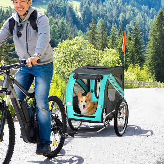 Dog Bike Trailer, Pet Cart, Foldable, Bicycle Wagon, Green Dog Bike Trailers & Strollers Green and Grey at Gallery Canada