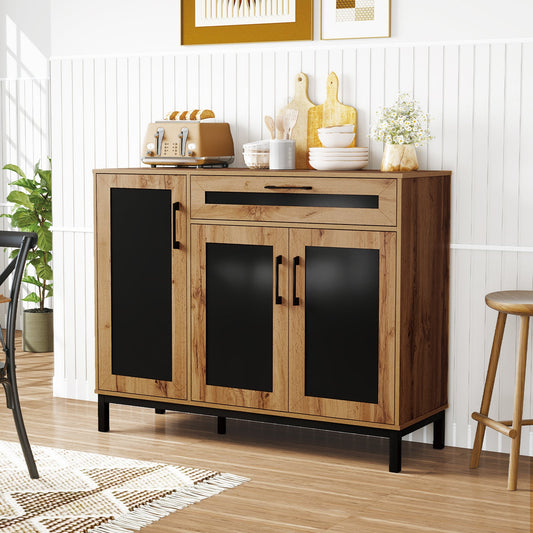 48 Inch Sideboard Buffet Cabinet with Drawer and Metal Legs, Natural Sideboards Cabinets & Buffets Natural at Gallery Canada