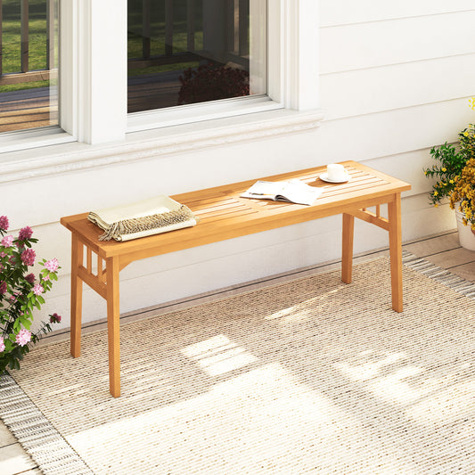 48 Inch Acacia Wood Bench, Breathable Slat Seat, Stable Triangular Structure Outdoor Benches Options at Gallery Canada