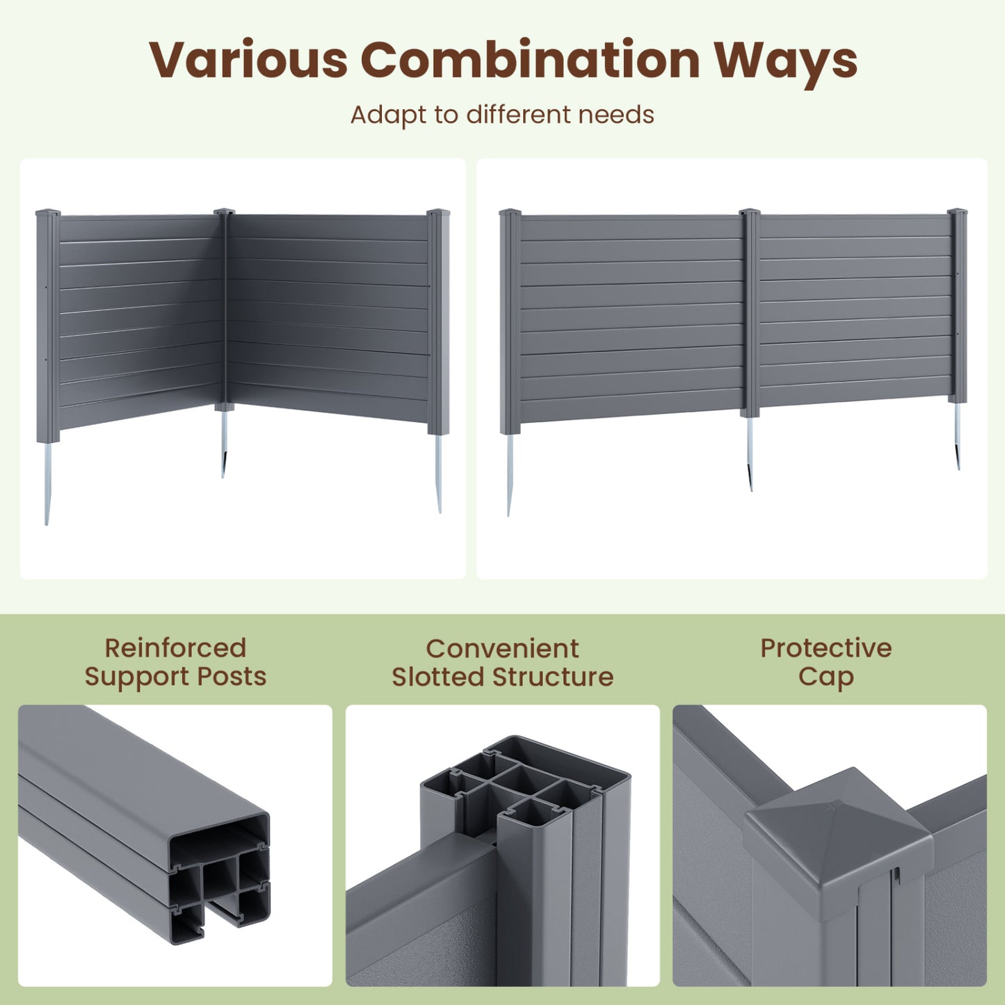 48 x 38 Inch Air Conditioner Fence, 3 Panels, Metal Ground Stakes, Gray Decorative Fencing & Flooring at Gallery Canada