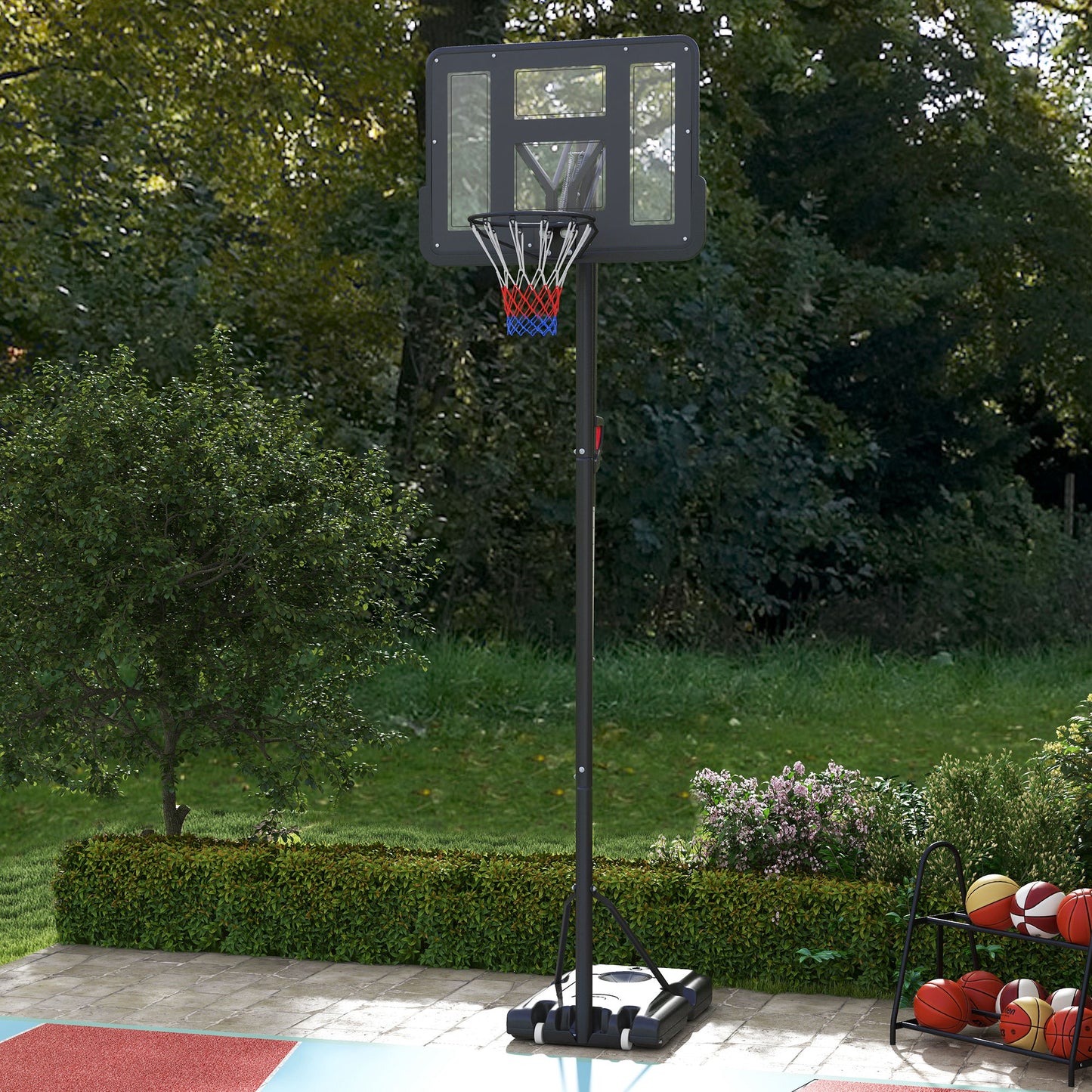 7.7-10ft Basketball Hoop, Freestanding Basketball System with 43'' Shatterproof Backboard and Wheels