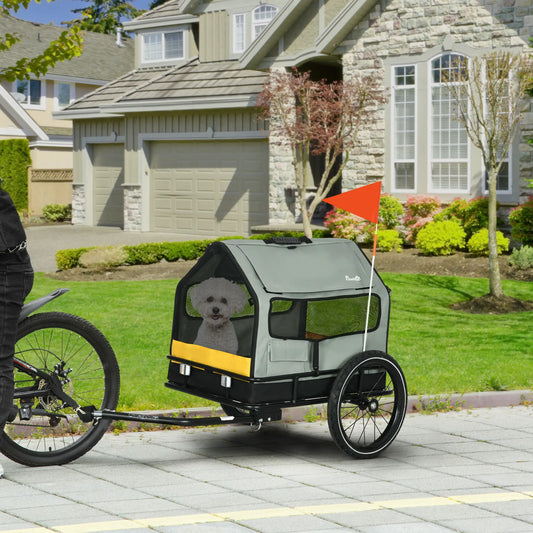 3 in 1 Dog Bike Trailer, Pet Cargo with Safety Leash, Hitch Dog Bike Trailers & Strollers Grey at Gallery Canada