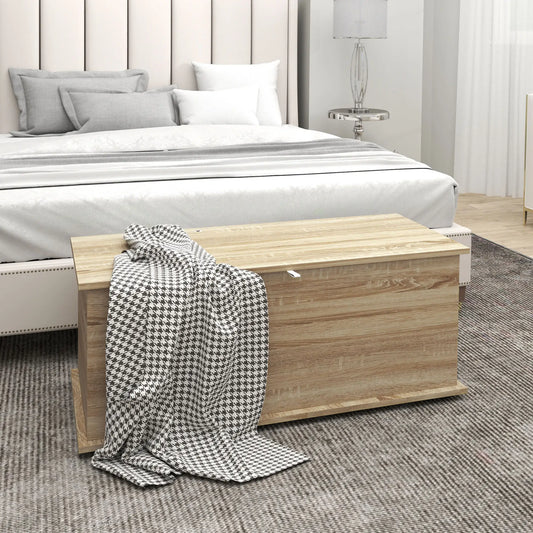 39.5" Storage Chest, Flip-Top Lid, Entryway Bench, Oak Storage Ottomans & Benches Oak at Gallery Canada