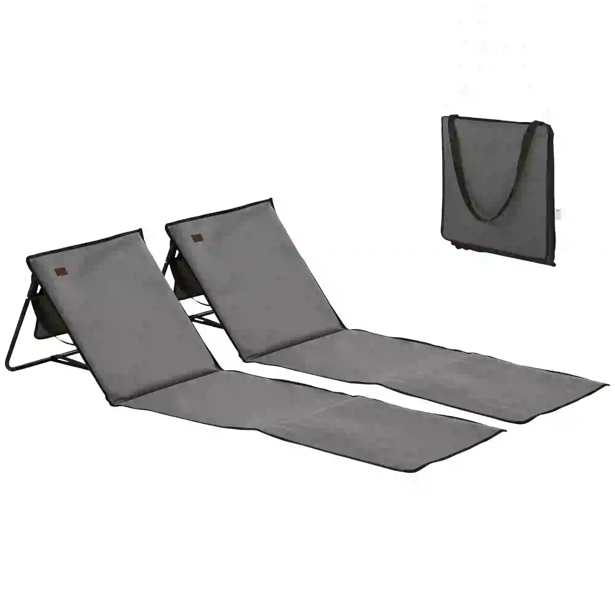 Foldable Lounge Chairs, Adjustable Backrest, Set of 2, Grey Beach Accessories at Gallery Canada
