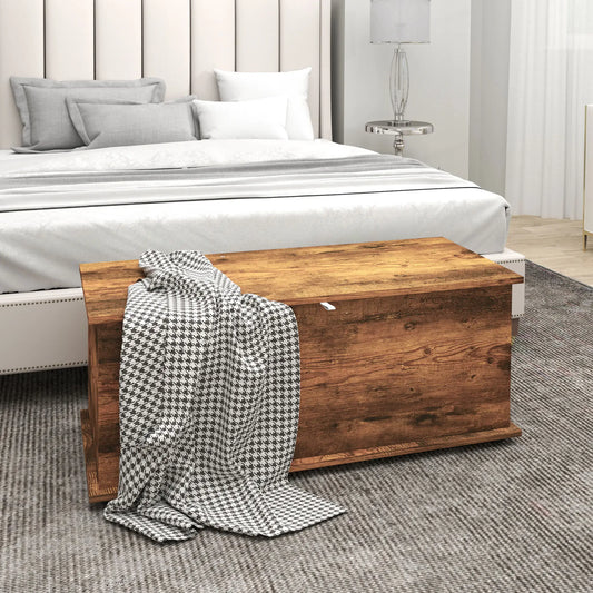 39.5" Storage Chest, Flip-Top Lid, Entryway Bench, Rustic Brown, Brown Storage Ottomans & Benches Rustic Brown at Gallery Canada
