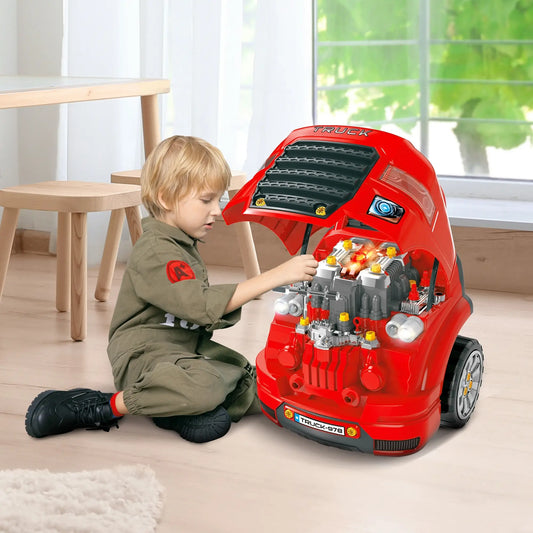 Smart Truck Engine Toy Set, Mini Car Service Station, Kids Tool Set, 3-5 Years Workbench Toy Sets Red, Black at Gallery Canada