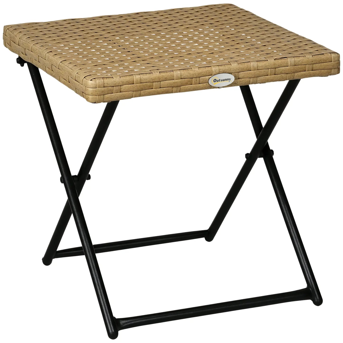 Outdoor PE Rattan Coffee Table, 15.75"x15.75"x15.75", Nature Wood Patio Side Tables at Gallery Canada
