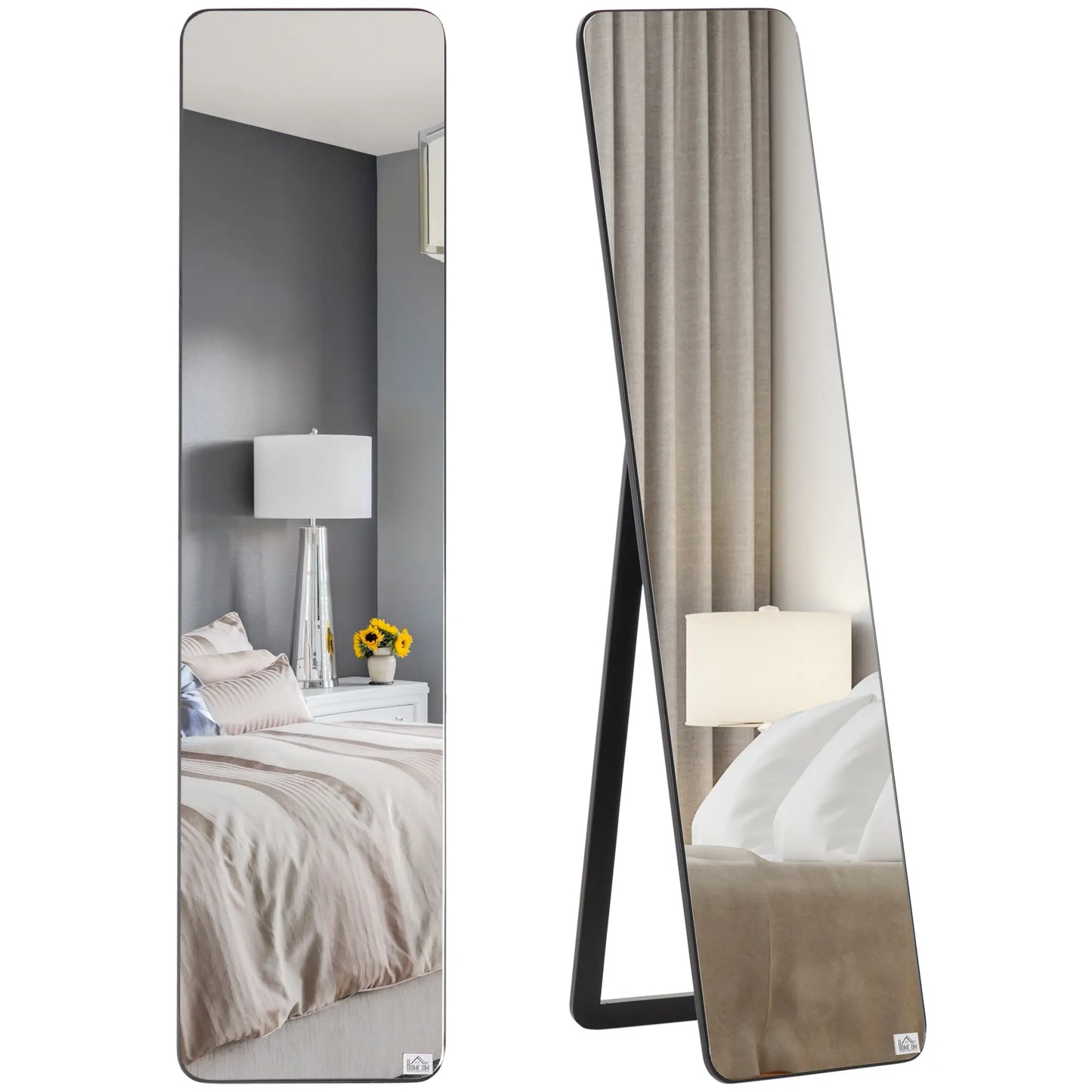 Full Length Mirror, Free Standing, Wood Frame, 15" x 61", Black Full Length Mirrors at Gallery Canada