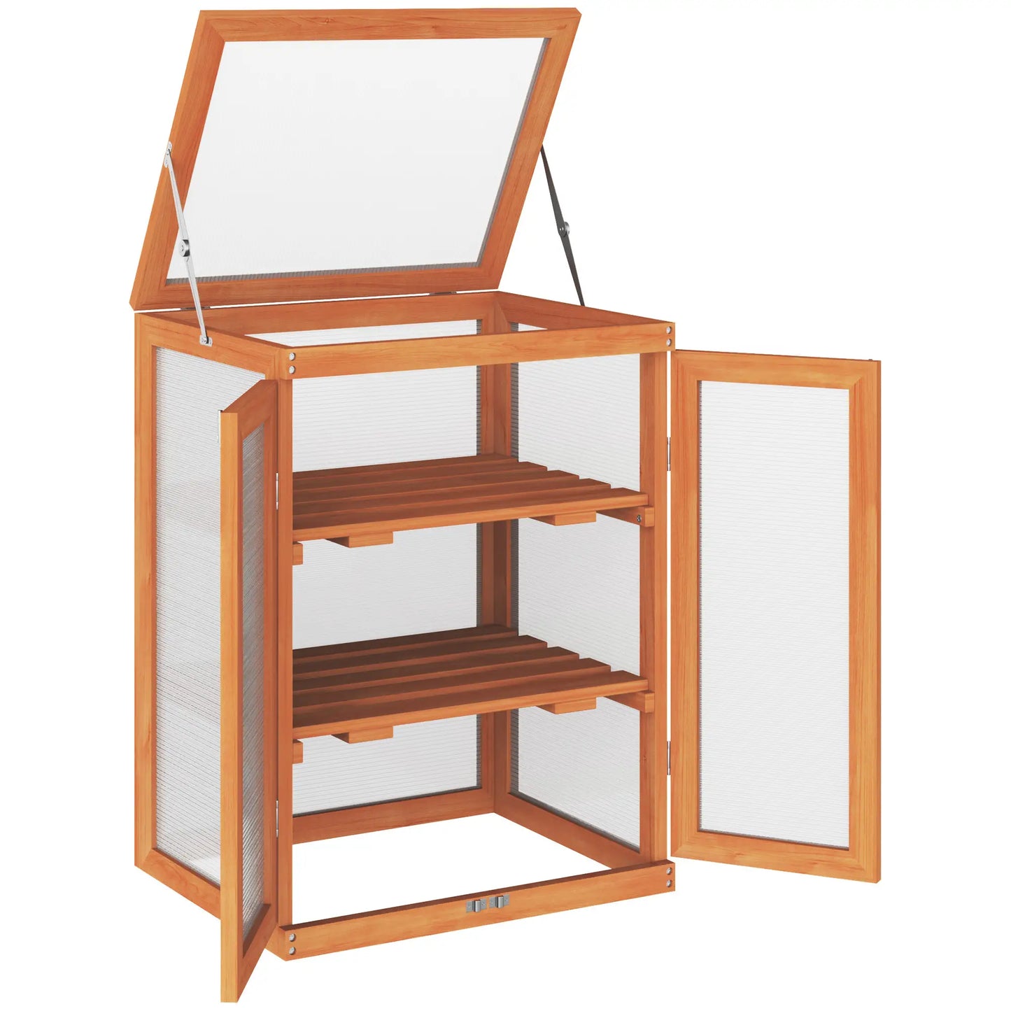 Wooden 2 Tier Cold Frame Greenhouse, 22.8" x 17.3" x 30.7", Orange Cold Frame Greenhouses at Gallery Canada