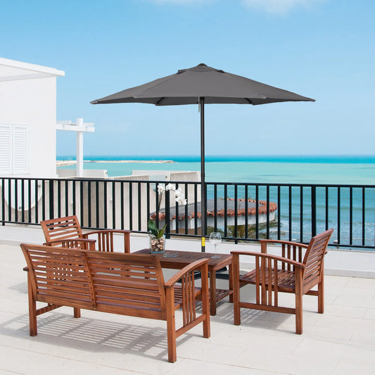 6.6FT Outdoor Patio Umbrella, 6 Solid Ribs, Dark Grey Patio Umbrellas Dark Grey at Gallery Canada